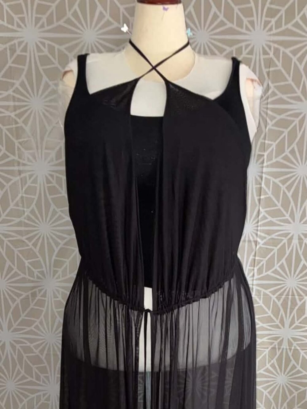 FASHION NOVA MULTI‑WAY SHEER BLACK COVER‑UP — SIZE 1X